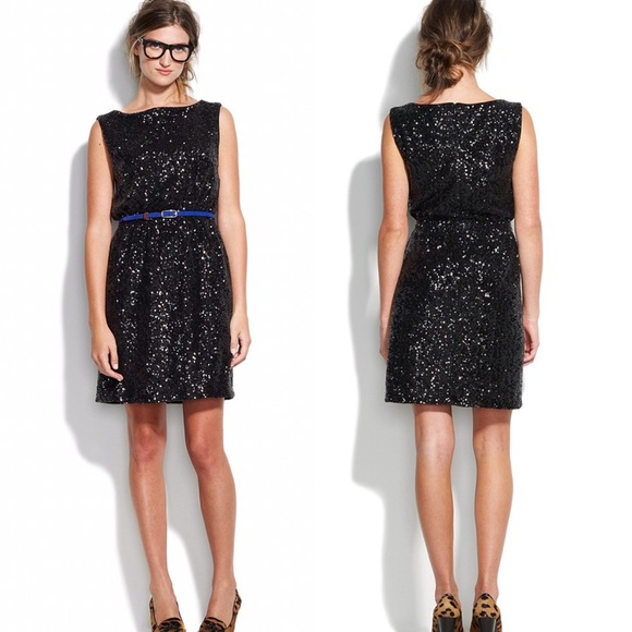 Madewell Lightbox Sequin Little Black Dress - Picture 2 of 4